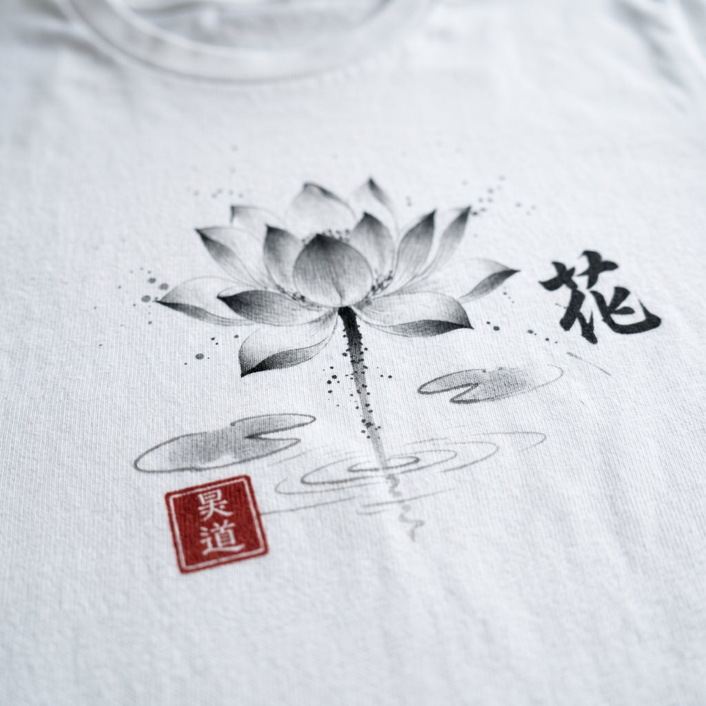 The Lotus Tee - Japanese Lotus Sumi-e Ink Art Premium T-Shirt 