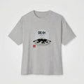 Heather grey boxy t-shirt by Mindō Studio featuring an intricate Japanese ukiyo-e style "Harmony" woodblock print, "Chōwa" kanji characters, and a red hanko seal