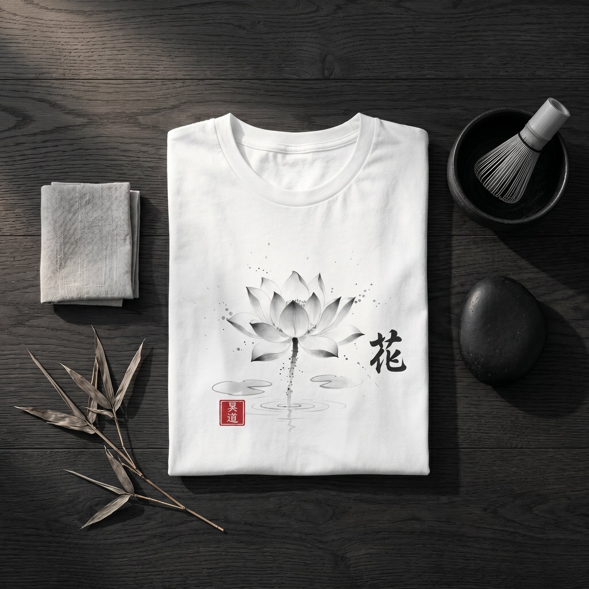 The Lotus Tee - Japanese Lotus Sumi-e Ink Art Premium T-Shirt 